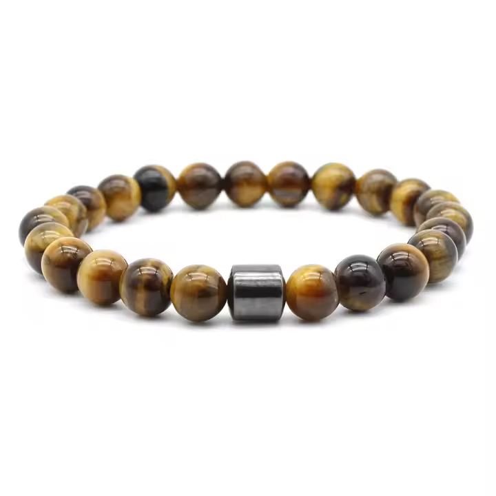 Ojos de tigre cuentas de piedra natural hechas a mano hombres hematita magnética accesorio pulseras para novio padre regalo - 1