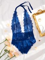 Peluche De Encaje Floral Sin Espalda Con Escote En V Profundo, Lencería Sexy Y Ropa Interior Para Mujer - details 5