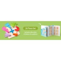 Wooden Letter Number Construction Puzzle Educational Stacking Blocks Toy Set Shape Color Sorter