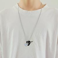 Collar con colgante de púa de guitarra de hip-hop, gargantilla de cadena de guitarra de acero de titanio Punk, cadena de suéter de guitarra eléctrica de moda Vintage para pareja - details 3