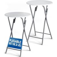 Plegables 110x60cm Mesitas Bistro Tablero Redondo MDF Aspecto Madera Eventos Jardín - details 4