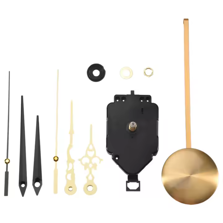 Kit de mecanismo de movimiento para reloj de péndulo de cuarzo, bricolaje, con 2 pares de manecillas diferentes, piezas de repuesto para reparación de reloj de pared - 1
