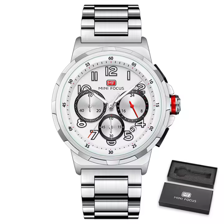 Reloj MINIFOCUS de acero inoxidable para hombre, movimiento de cuarzo, reloj informal de negocios resistente al agua - 1