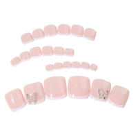 Encantadoras uñas postizas rosadas con borde blanco, manicura cómoda para mujeres y niñas - details 4