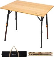 Mesa de Camping Plegable de bambú de 100 x 72 cm para 4 a 6 Personas, Marco Estable de Aluminio, 3 Alturas Ajustables con Bolsa de Transporte para jardín, Picnic, Camping - details 38