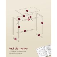Mesa de Trabajo Pequeña Industrial Ideal para Teletrabajo, Estudio, Dormitorio 60 x 135 x 76cm - details 98