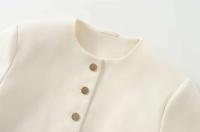 Chaqueta Cropped de Botón Dorado Manga Larga Cuello Largo Ropa Exterior para Mujeres Moda Chic - details 4