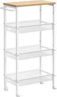 Carro de 4 Niveles, Carro Estrecho de Cocina con Ruedas, con Asa, para Espacio Reducido, 22 x 45,4 x 77 cm, para Cocina, Baño, Salón, Estudio, Marrón Rústico y Negro LRC033B01 - details 54