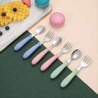 Juego de 2 piezas de vajilla portátil para bebé, cubertería de acero inoxidable para niño pequeño, cuchara de alimentación, tenedor - details 2