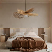 Wabi Sabi-Lámpara de ratán tejida a mano de estilo japonés, candelabro creativo para comedor, dormitorio y sala de estar - details 0
