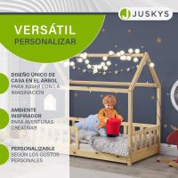 Cama Infantil 80 x 160 cm con protección anticaída, Cama casa de Madera Maciza para niños - Cama en Color Rosado - details 21