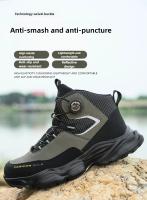 Zapatos de seguridad con botón giratorio para hombre, calzado de trabajo impermeable, botas de construcción con tiras reflectantes, punta de acero, talla 48, Invierno - details 1