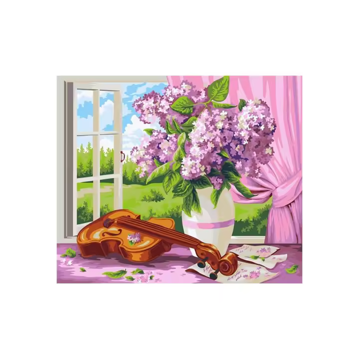 Pintura Número RUOPOTY 40x50cm Kit de Inicio para Adultos Violín Imagen con Números Flores Acrílico Para Decoración del Hogar Material: Lienzo Tipo de Pintura: Propoleno Estilo Abstracto - 1