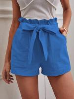 Pantalones Cortos de Verano para Mujer Algodón Transpirable, Cintura Elástica con Bolsillo, Color Sólido, Estilo Casual - details 19