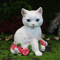Estatua Decorativa de Gato de Resina Adorna Yardín con Encanto Decoración Luminosa Única para Hogar - details 7