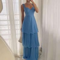 Con correas cansadas y temperamento de cintura alta para mujeres, vestido elegante estilo socialité de moda retro, color sólido - details 0