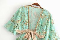 Vestido playero de manga corta para mujer, traje bohemio de rayón, ahuecado, Sexy, para verano - details 4