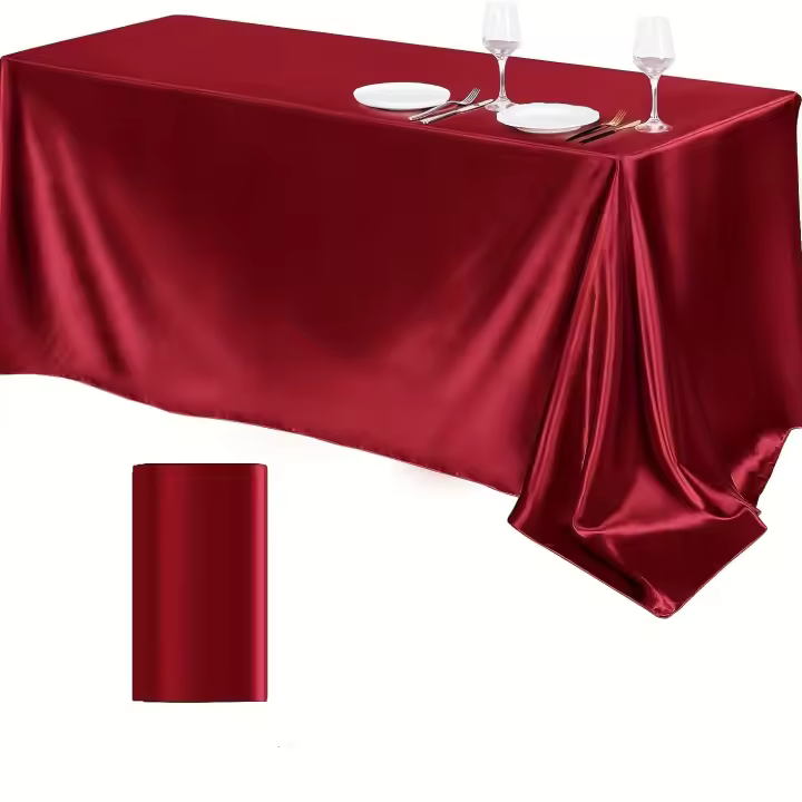 Mantel de Mesita de Seda Brillante Diseño Rectangular con Cubierta de Color - 1