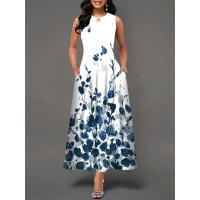 Women's Boho Long Dress Elegant Sleeveless Floral Print Casual Beach Party Summer Dress - details 11