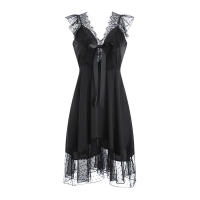 Camisón sexy con tirantes para mujer, ropa de casa con escote en V y encaje transparente, escote bajo, estilo europeo y americano, para verano - details 7