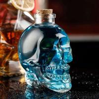 Botella de vidrio de alta calidad con forma de calavera de 750 ml, vaso de cerveza con cara de calavera de vino, vodka, whisky, tapa de café de madera - details 13