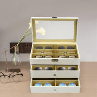 Colector organizador de gafas de sol con 18 ranuras, caja de almacenamiento para gafas de sol, vitrina para gafas con cajón - details 0
