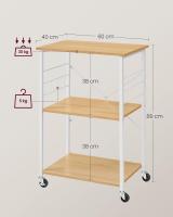 Estantería de Cocina con Ruedas, Carrito de Servicio de 3 Niveles, Estantería para Microondas, Horno, Tostadora, Marco de Metal con 6 Ganchos, Marrón Rústico y Negro KKS60XV1 - details 22