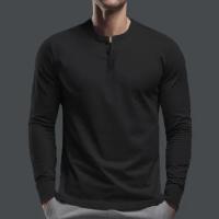 Día del padre Ropa transfronteriza de primavera y otoño Camiseta para hombres europeos y americanos Camisa básica Henry de manga larga para hombres - details 13