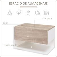 Juego de Mesitas de Noche Flotantes 2 Mesitas Colgantes con Cajón y Estante Abierto - details 3