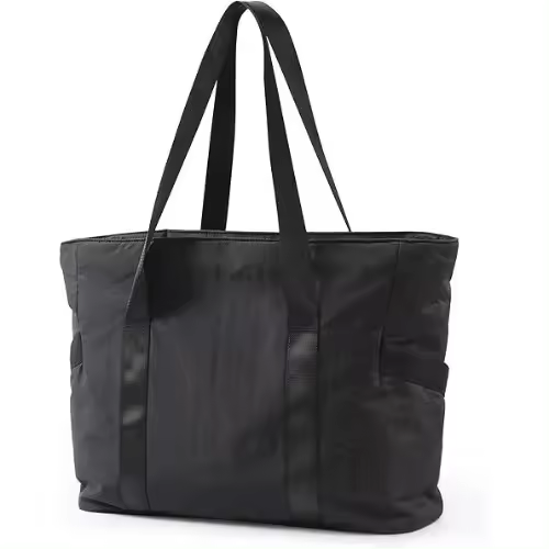 Bolso de mano para mujer con cremallera, bolso de gimnasio con compartimentos, bolso de trabajo para portátiles A-negro- M - 1