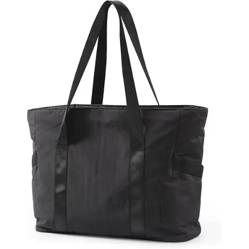 Bolso de mano para mujer con cremallera, bolso de gimnasio con compartimentos, bolso de trabajo para portátiles A-negro- M - 1