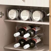 Portavasos de plástico creativo, soporte para botella de agua apilable transparente, estante de exhibición de vino para ahorrar espacio anticaída para el hogar - details 2