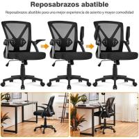 Silla de Oficina Silla de Trabajo con Reposabrazo Silla Ajustable Silla Ergonómica Silla Negra Altura Ajustable Malla Carga 136 KG Silla de Despacho Estudio - details 4