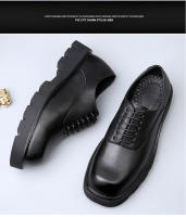 Tendencia de diseño de nicho de suela gruesa de alta gama, zapatos de cuero casuales de punta cuadrada transpirables y aumentados - details 2