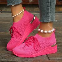 Zapatillas de deporte informales para mujer, zapatos de malla transpirables con cordones, Tenis de plataforma para caminar y correr, moda de verano - details 1