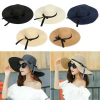 Gorras de playa para mujer, gorro de paja con lazo grande y ancho para verano, sombrero para el sol - details 4