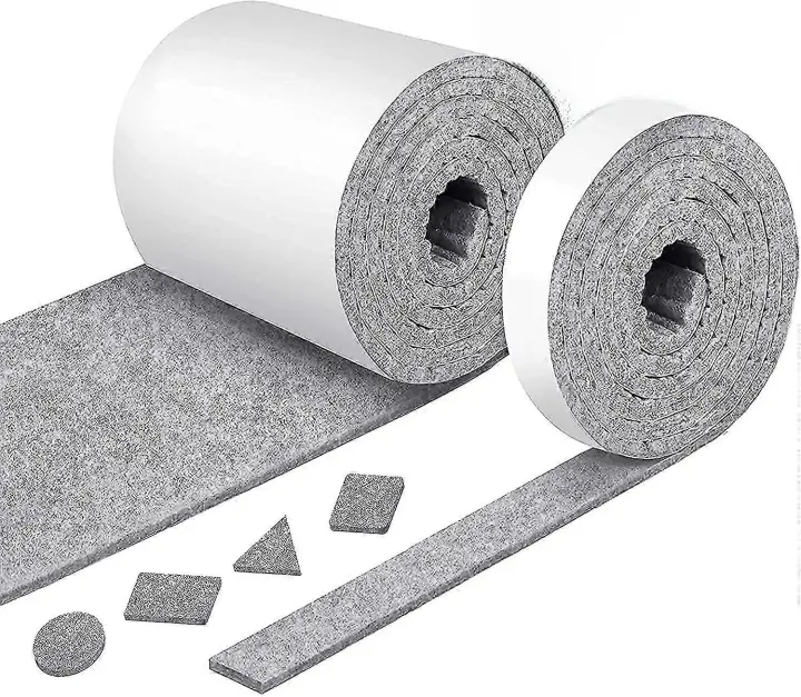 Gris 2 rollos de tiras de fieltro, tiras de fieltro autoadhesivas de fieltro fuerte - 1