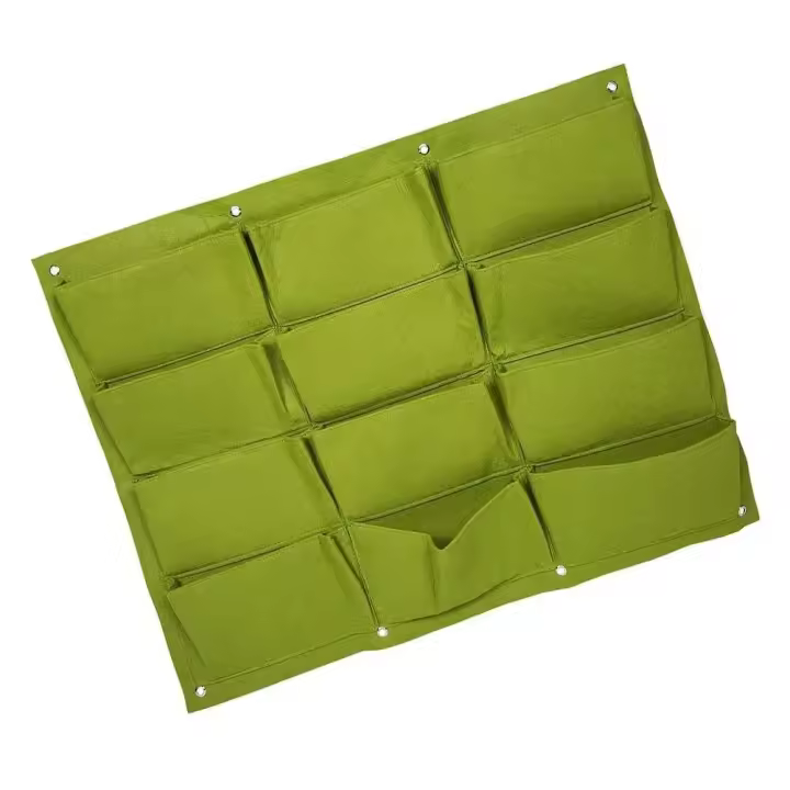 Éter montado en la pared de fieltro de alta calidad, 12 bolsas de cultivo verticales, contenedor de vivero de jardinería de fresas - 1