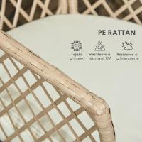 Juego de Muebles de Jardín de Ratán Conjunto de Mesa y 2 Sillas Piezas Extraccibles para Exteriores Terraza Césped Balcón Caqui - details 5