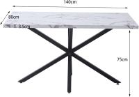 Mesa de Comedor Redonda con Tapa Moderna con Efecto Mármol, Mesa de Comedor de Cocina con Cuatro Patas de Metal, para Comedor, Sala de Estar,Blanco+GDL - details 23