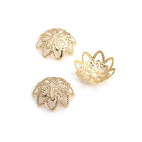 50 Uds. De cuentas redondas de latón de Color dorado de 18K, tapas de hojas de árbol y flores, suministros para hacer cuentas de joyería, accesorios Diy - details 34