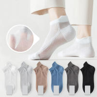 Paquete de 5 pares de calcetines de verano para hombre con ojales de malla completa, huecos y transpirables, calcetines cortos clásicos de color sólido multiusos - details 0