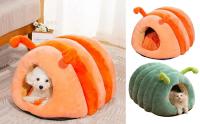 Nido para gatos con cojín extraíble, almohada con forma de gusano, jaula para mascotas a prueba de viento, retención de calor, cueva, casa para gatos de invierno - details 2