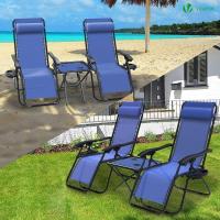 Set de 2 Sillas de Jardín Plegables Silla de Gravedad Cero Reclinable con Soporte para Bebidas y Reposacabezas Extraíble Carga Máxima 120kg Negro - details 32