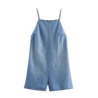 BUNO-moda para mujer, Mini monos con cremallera y espalda descubierta azul vaquero, monos Vintage con tirantes finos y cuello cuadrado, monos elegantes para mujer - details 0