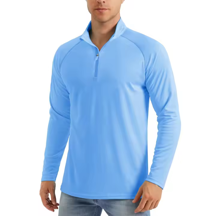 MAGCOMSEN men's long sleeve sun shirts upf 50+ tees 1/4 zip up fishing running rash guard t-shirts - 1
