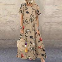 Dre plisado para mujer, Dre largo estampado, túnica de manga 3/4, otoño y verano, - details 22