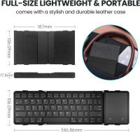 Teclado inalámbrico plegable con panel táctil, teclado Delgado, Bluetooth, portátil, recargable, compatible con 3 dispositivos - details 4