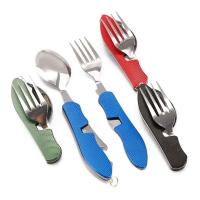 Cuchara 4 en 1, cuchillo, tenedor, abridor de botellas, juego de bolsas plegables de acero inoxidable, juego de villa al aire libre - details 0