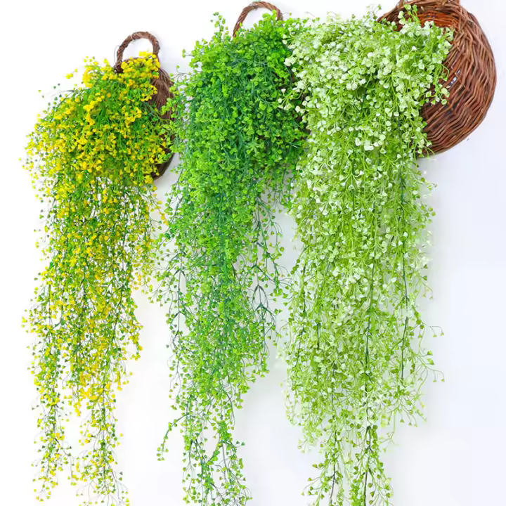Plantas artificiales de vid para colgar en la pared, 5 tenedores, rama de árbol de plástico, hiedra colgante para el hogar, jardín, fiesta, decoración DIY, 80cm - 1